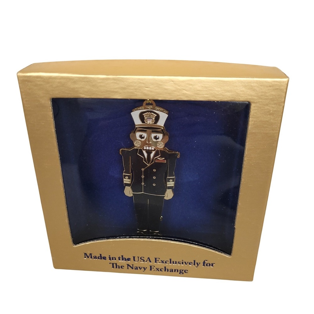 ChemArt 55482 Navy Officer Nutcracker 24kt Gold Brass Ornament Made USA NIB